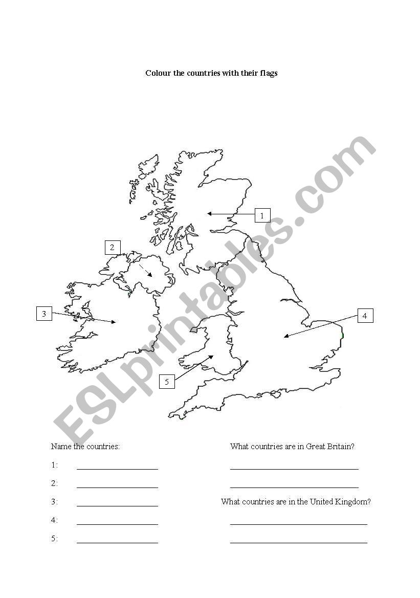 The British Isles Names and Colouring in