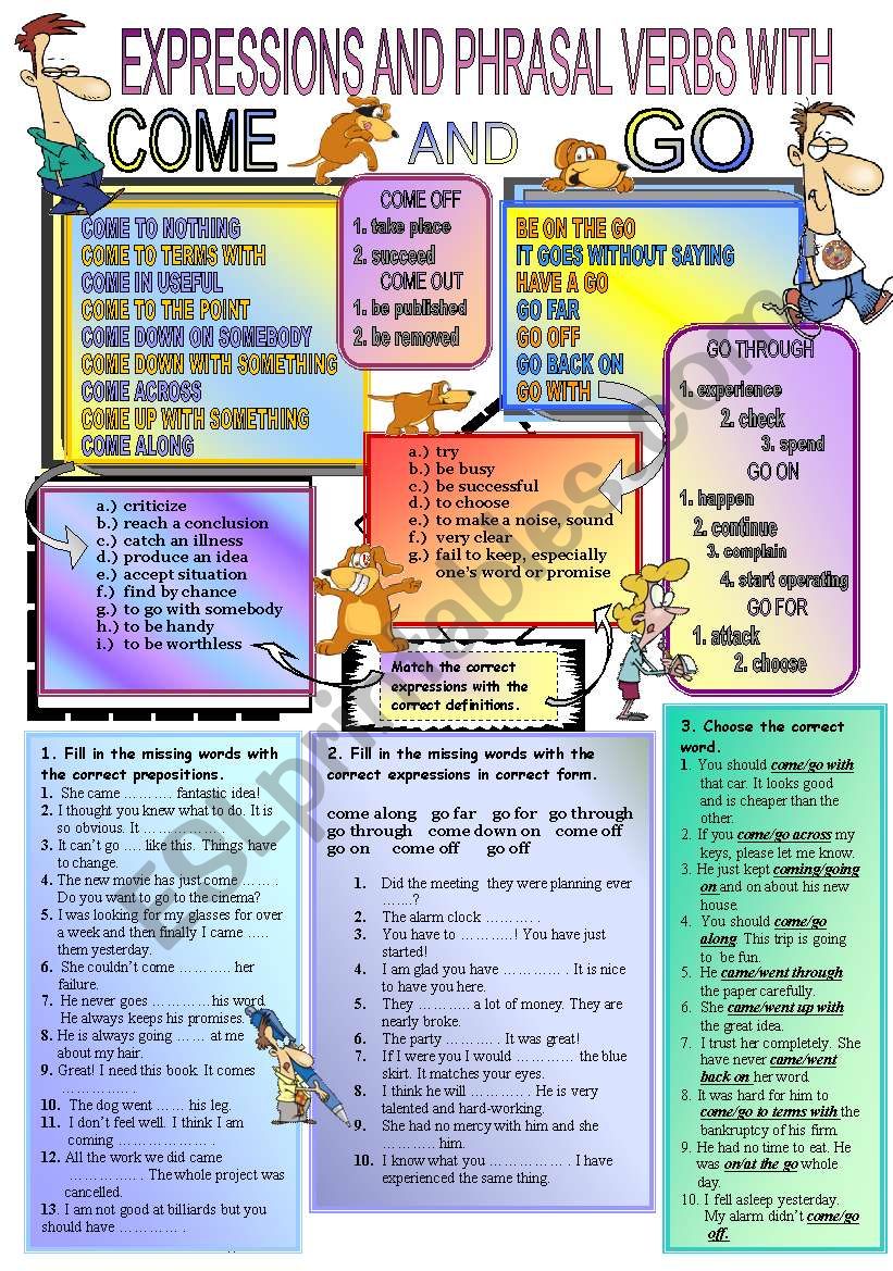 Expressions with come and go  worksheet