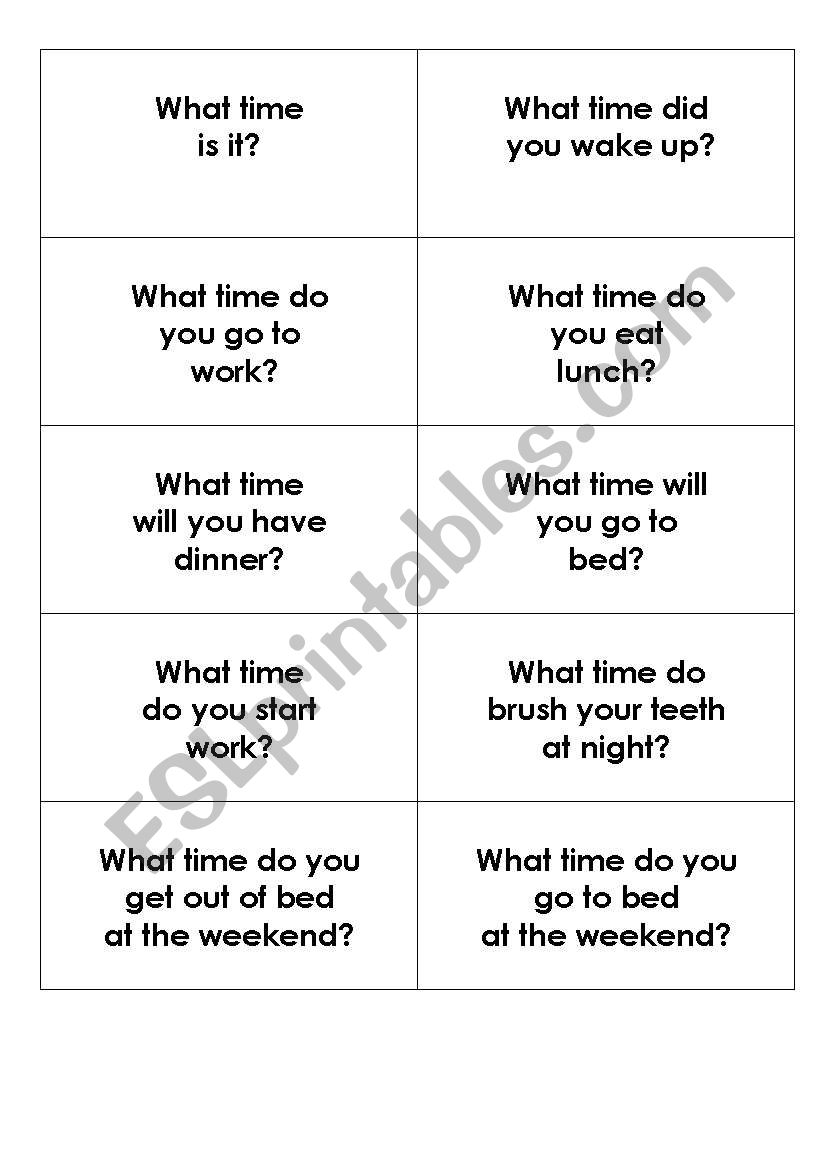 Time Questions worksheet