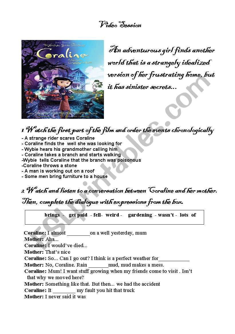 Coraline worksheet