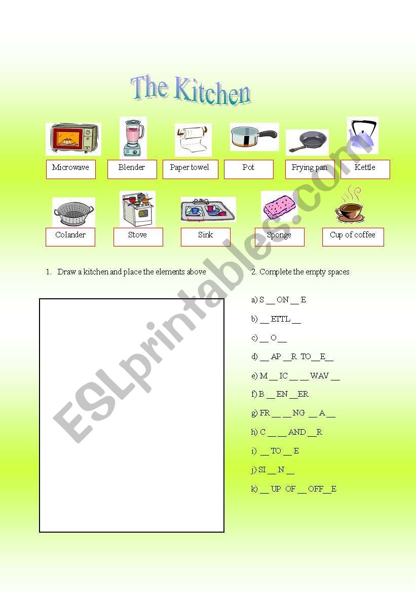 The Kitchen worksheet