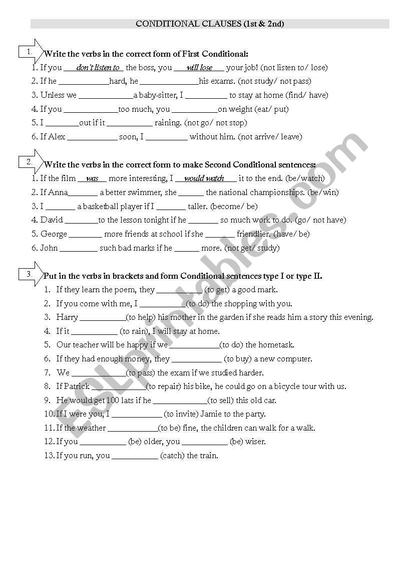 Conditionals worksheet