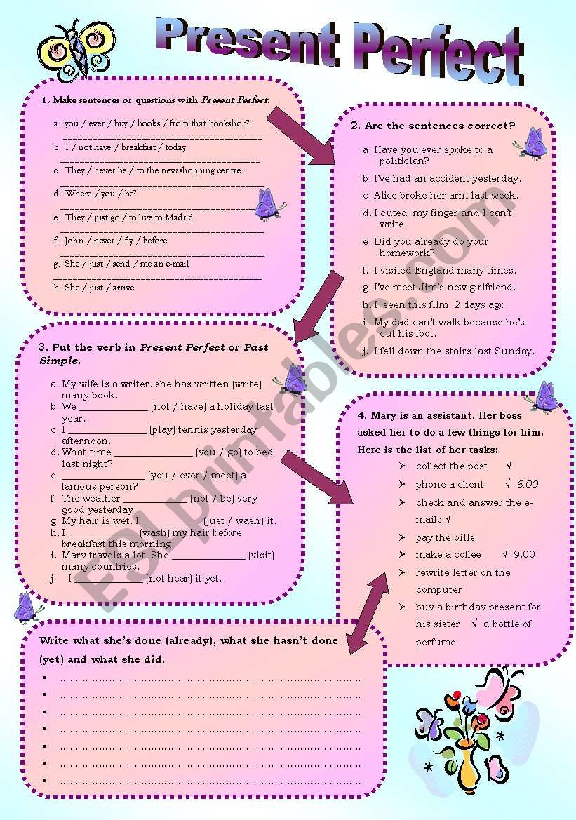 Present Perfect  - exercises worksheet