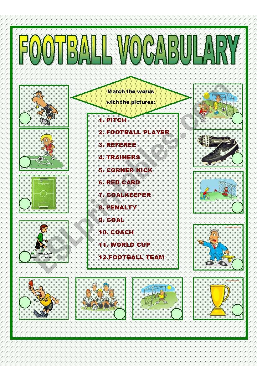 FOOTBALL VOCABULARY  worksheet