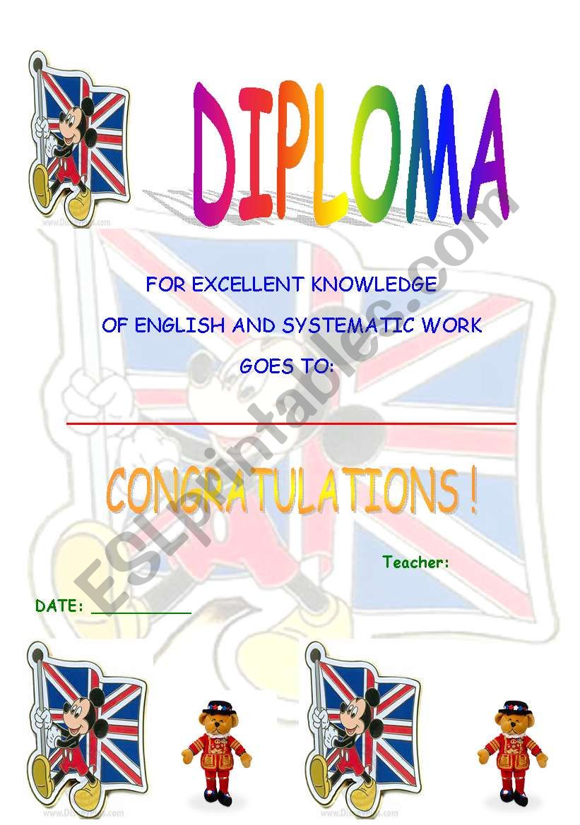 diploma for the English course