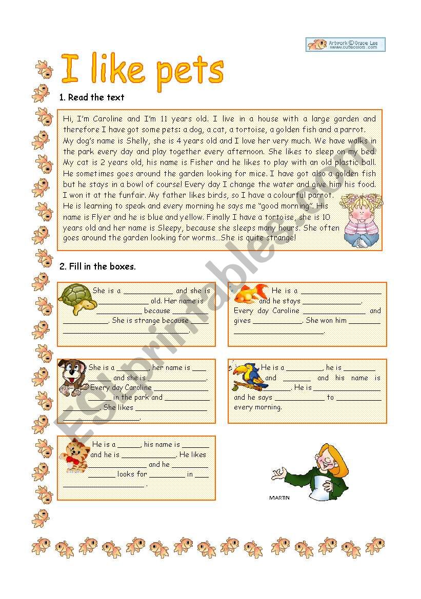 I LIKE PETS worksheet