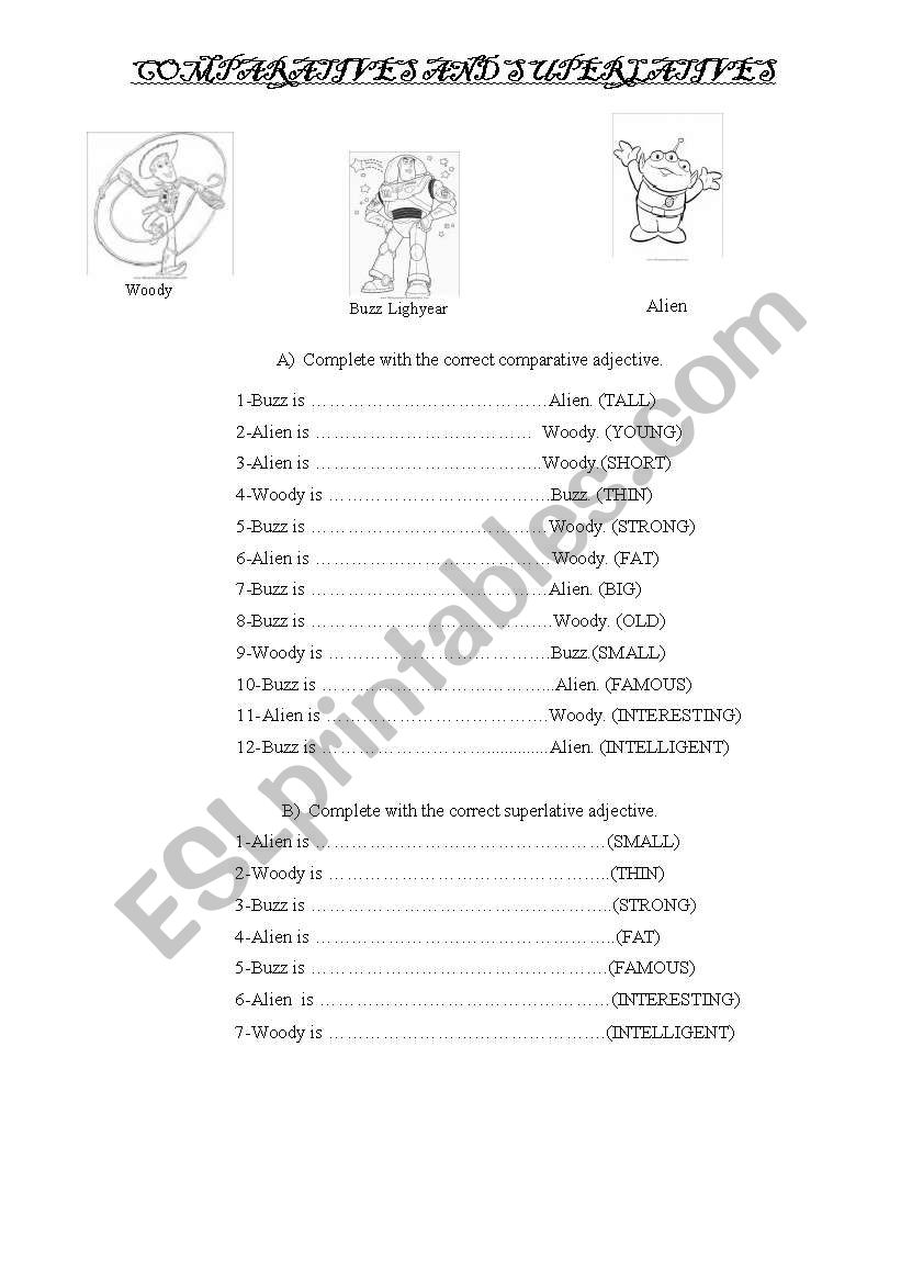  Toy Story comparatives-Superlatives