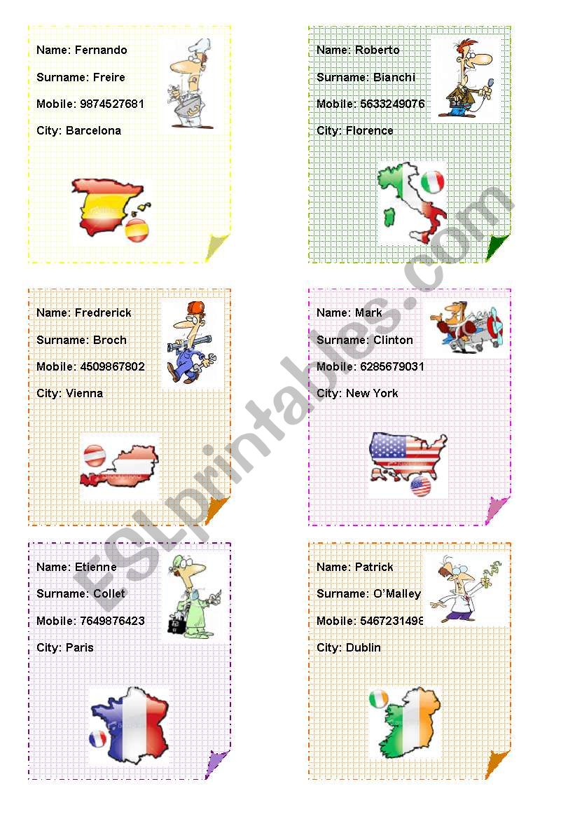 Jobs - ID cards (2/5) worksheet