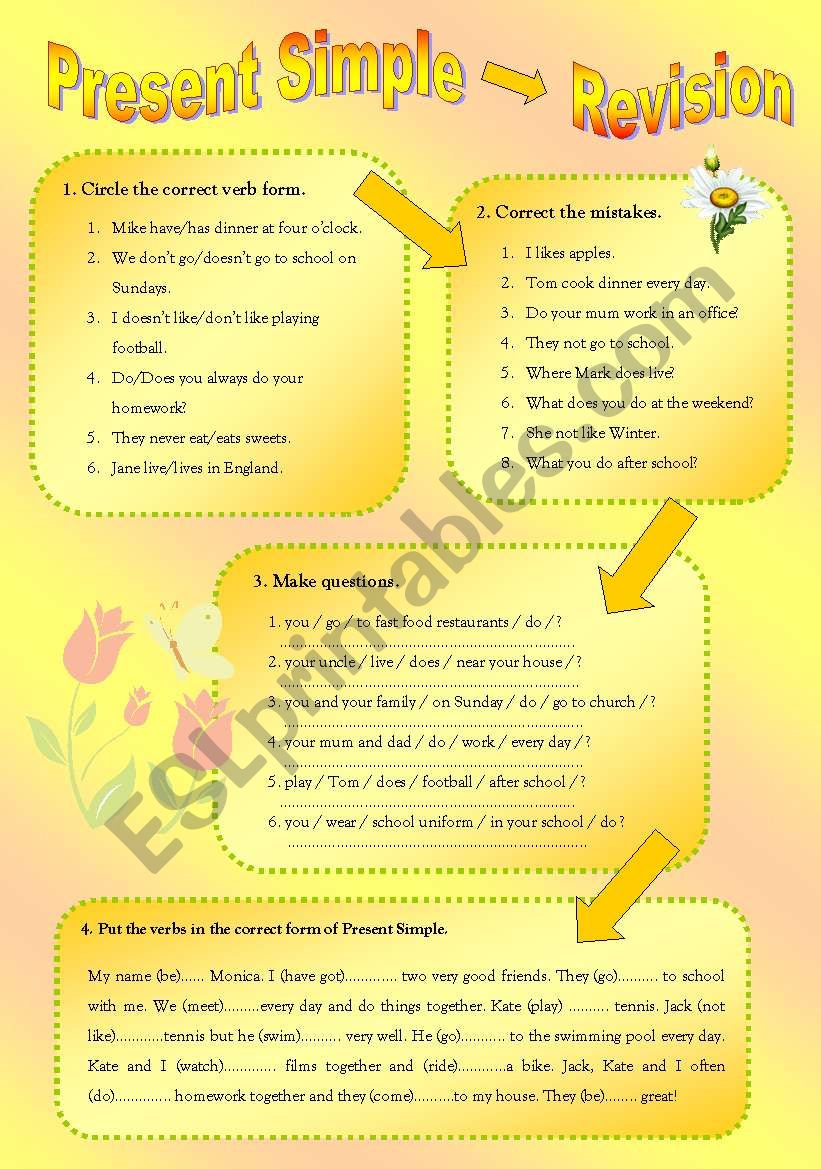 Present Simple - revision exercises