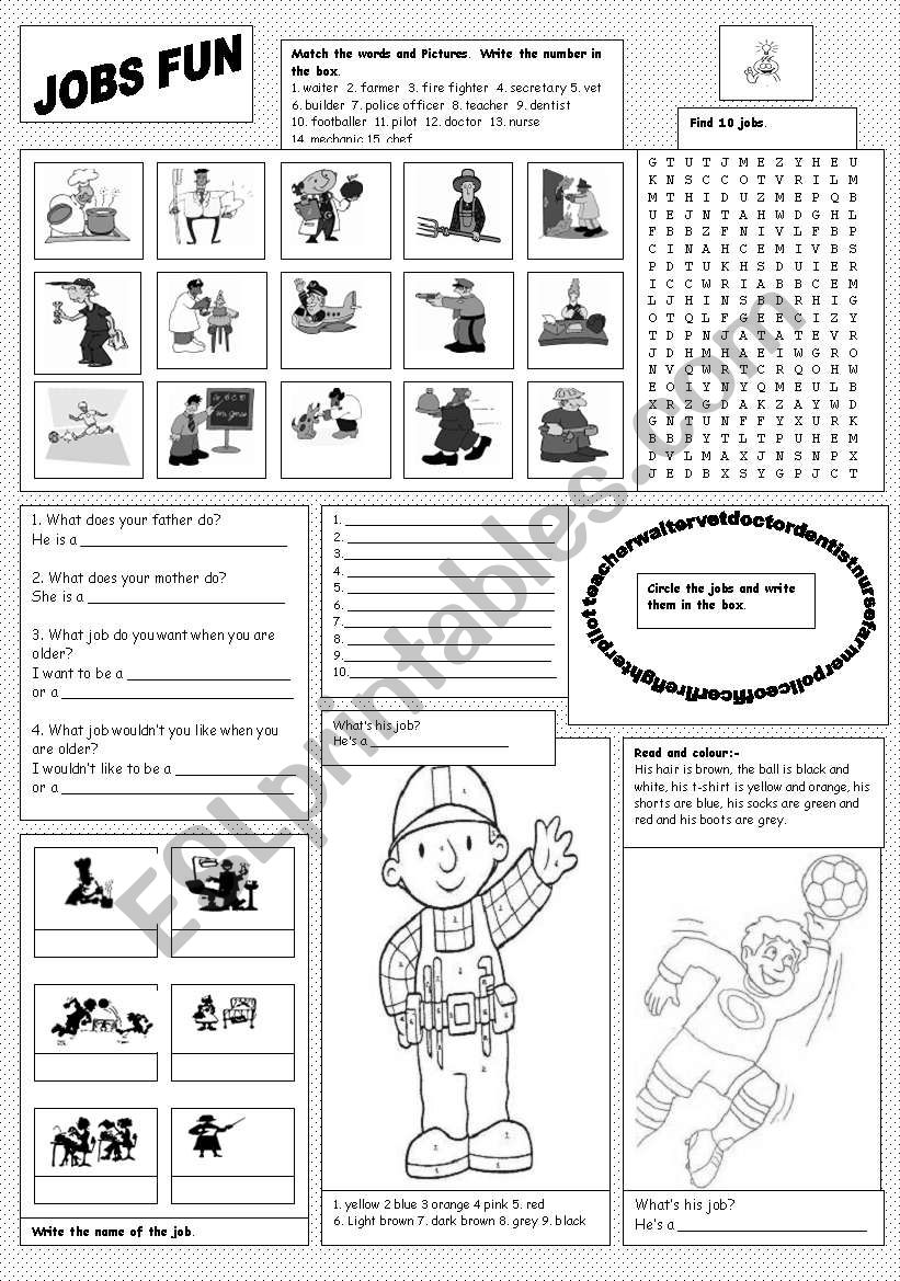 Jobs Fun worksheet