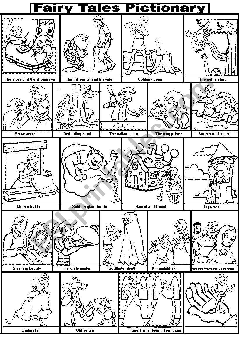FAIRY TALES PICTIONARY worksheet