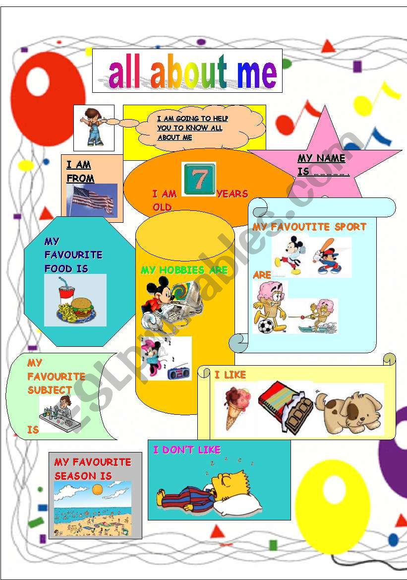 all about me worksheet