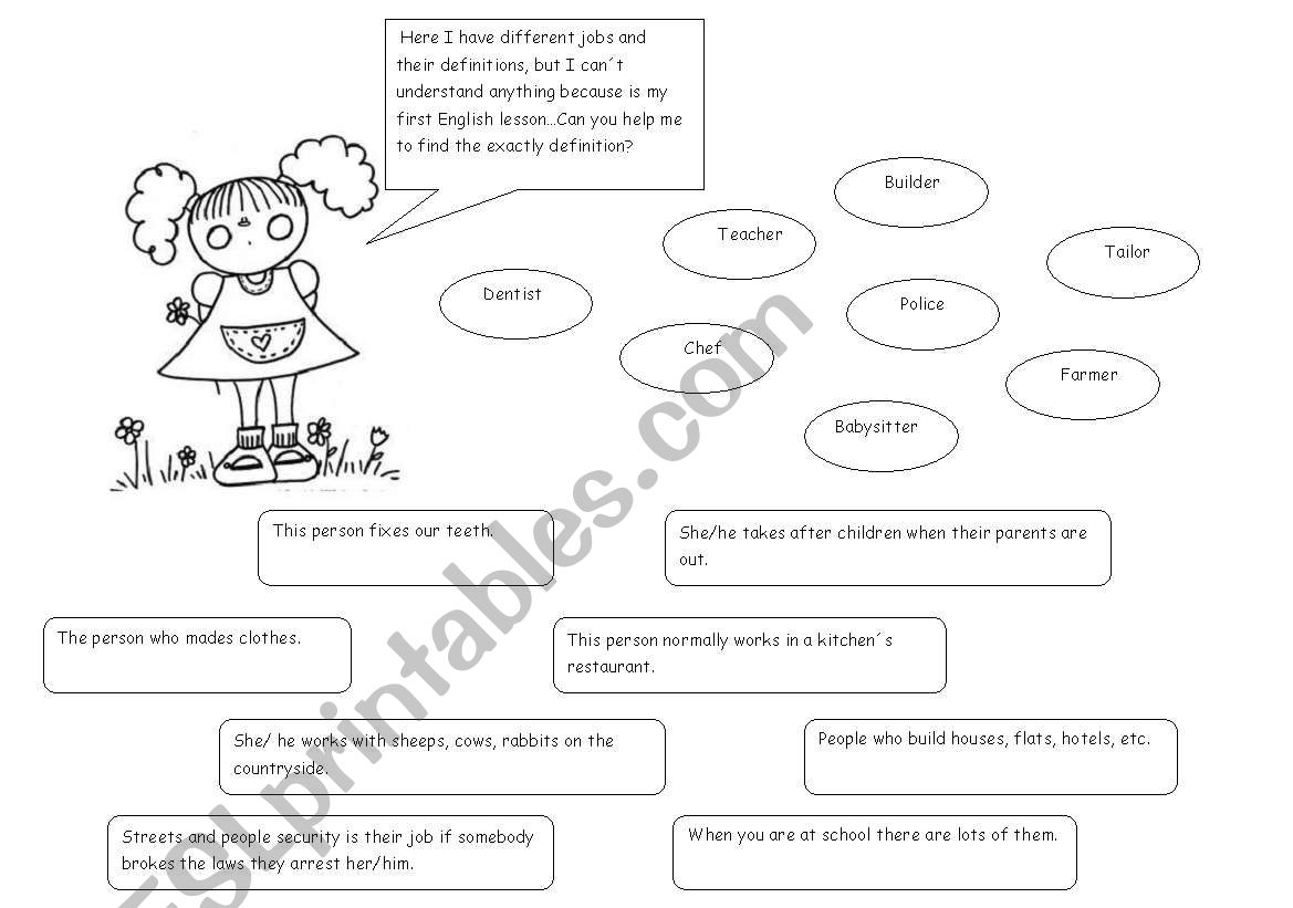 Jobs and definitions worksheet