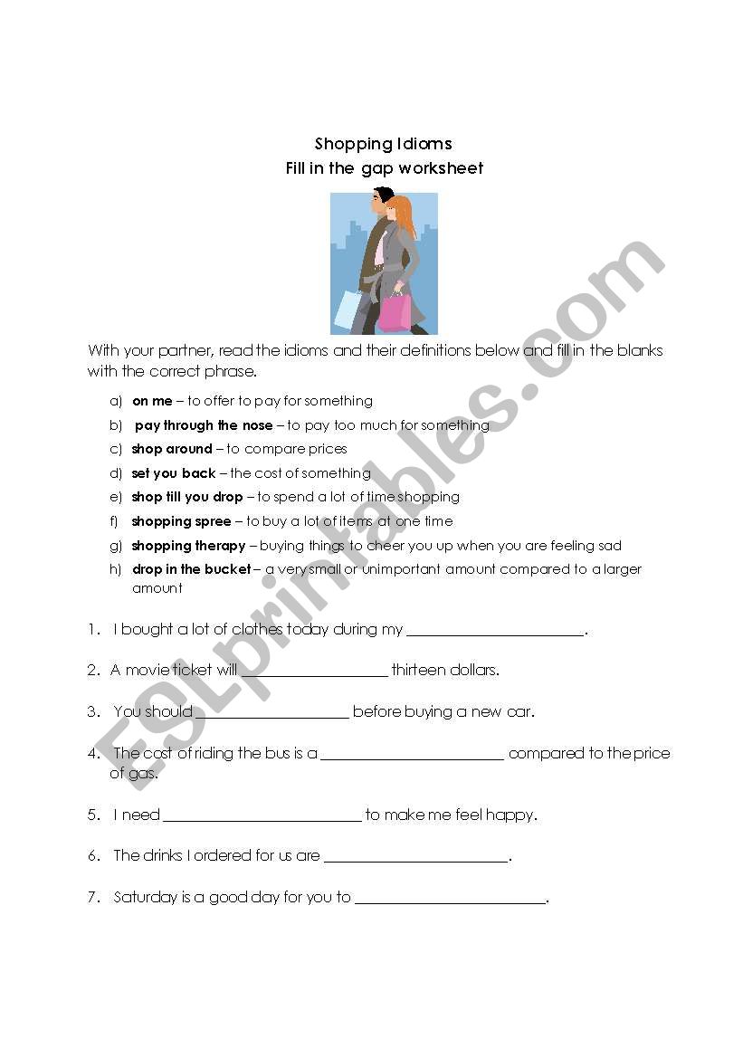 Shopping Idioms worksheet