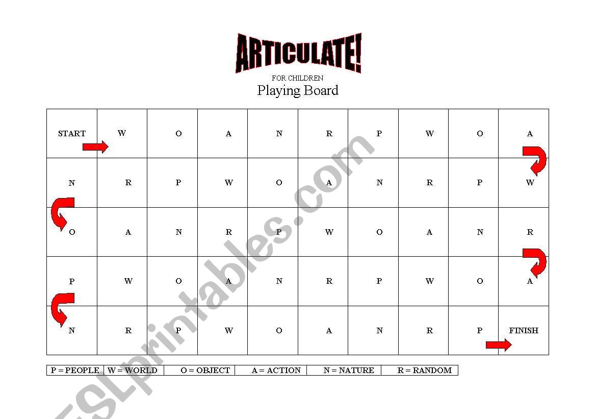 ARTICULATE for children - enjoyable describing game! (game board and rules)