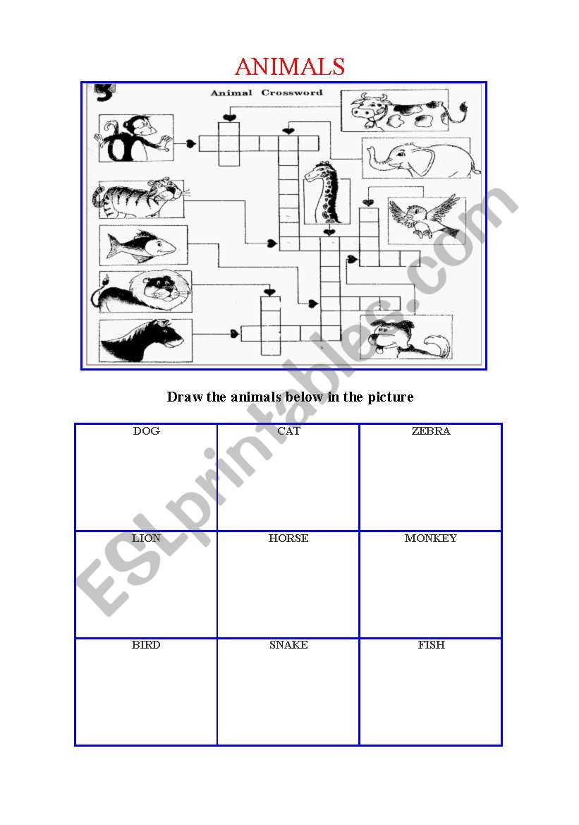 ANIMALS worksheet