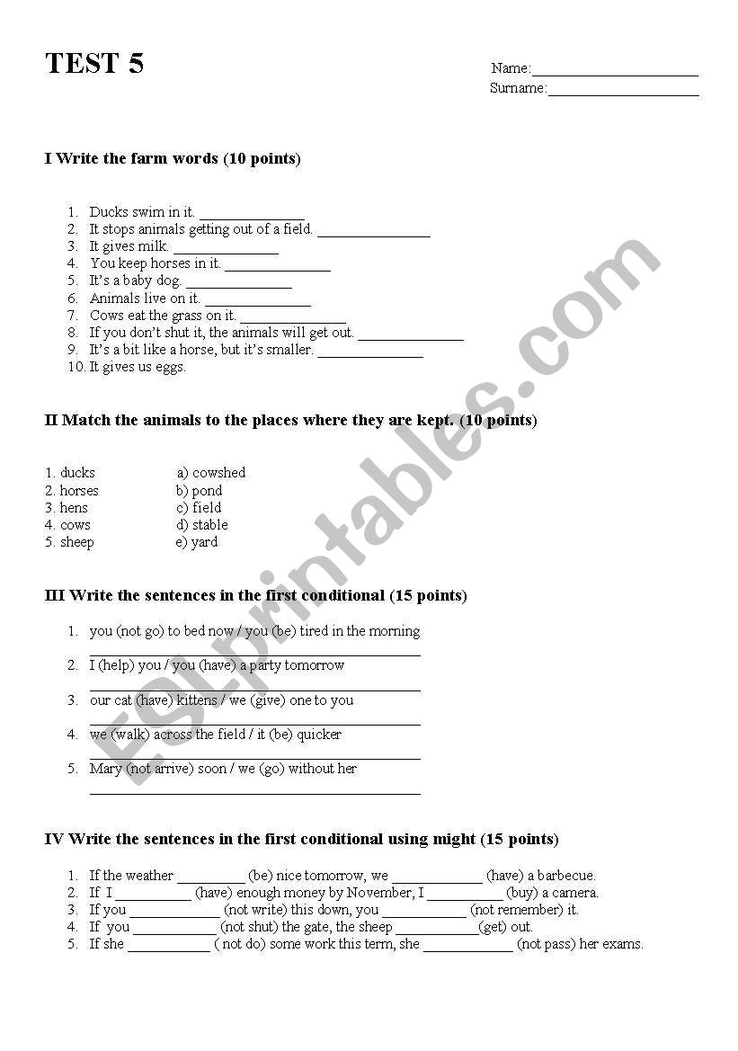 Tempo 3 - Unit 5 test worksheet