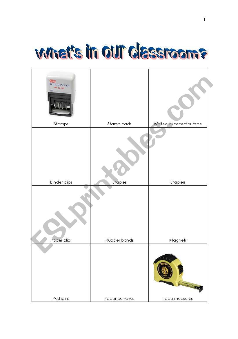 Whats in our classroom? worksheet