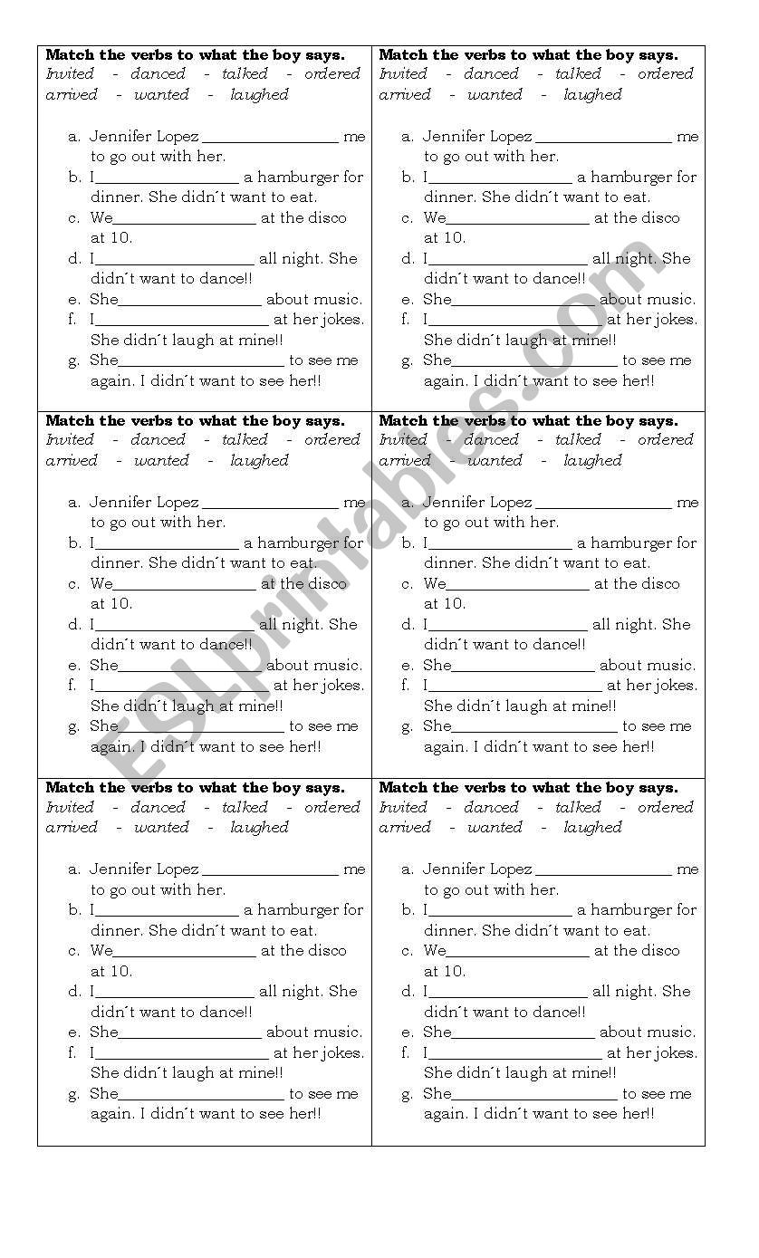 Complete with regular verbs worksheet