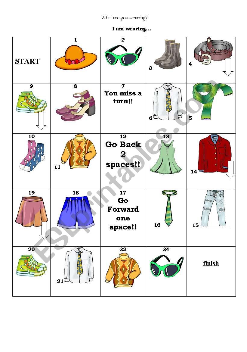 What are you wearing GAME worksheet