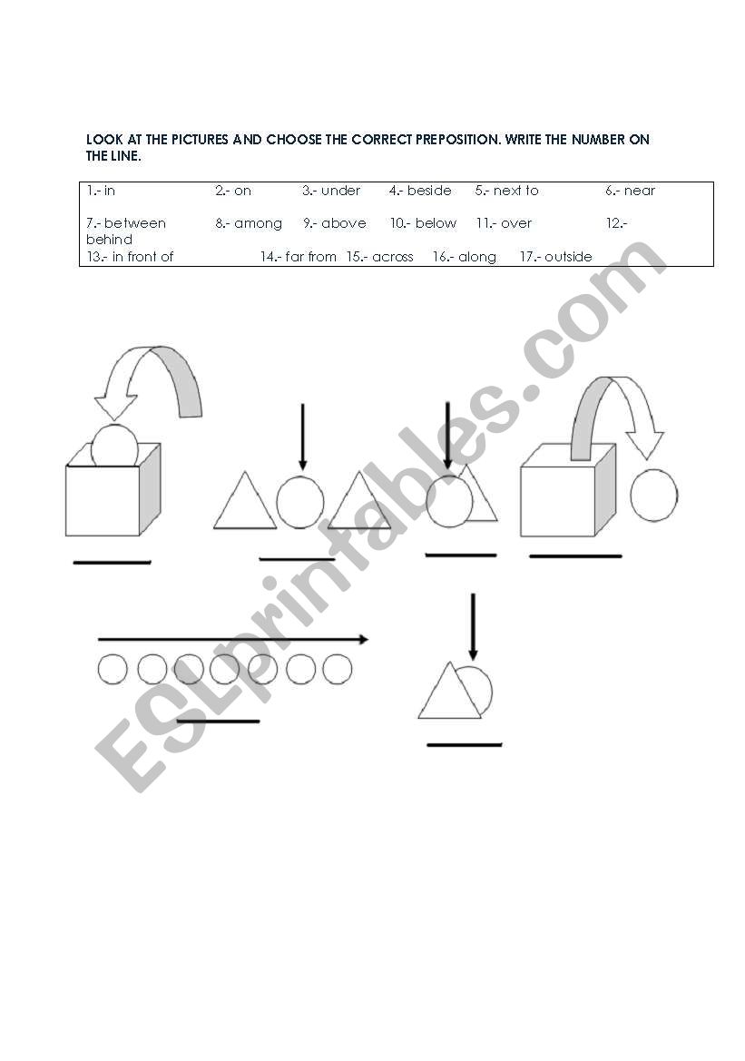 PREPOSITIONS ACTIVITY worksheet