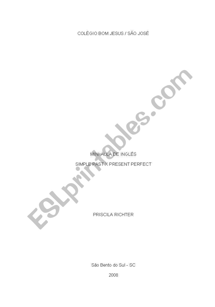 Present Perfect Lesson Plan worksheet