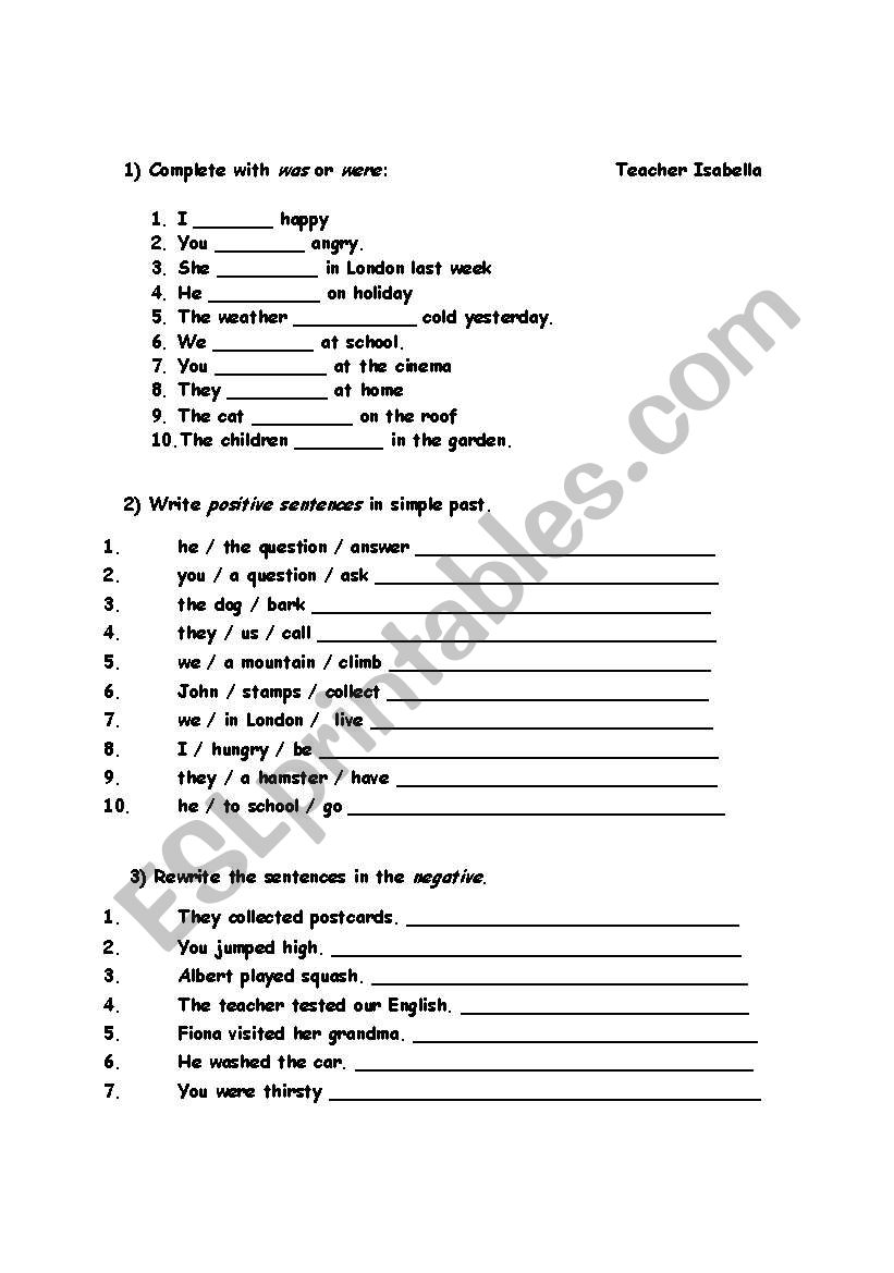 Simple past grammar worksheet