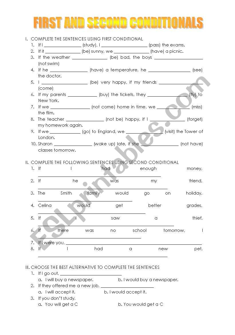 Conditionals worksheet