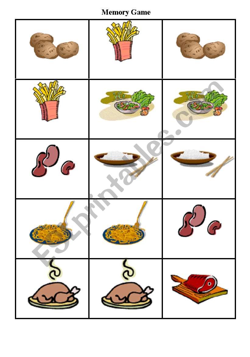 Memory Game - Food worksheet