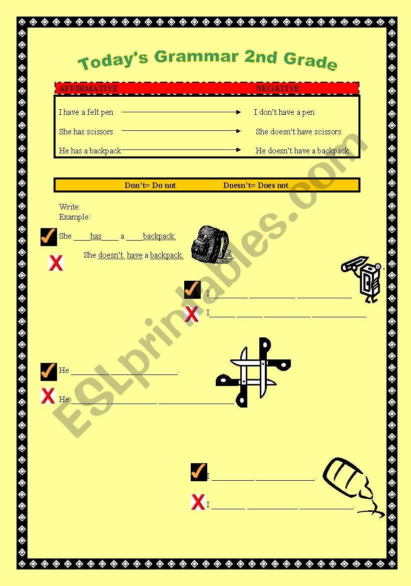 Simple present have/has worksheet