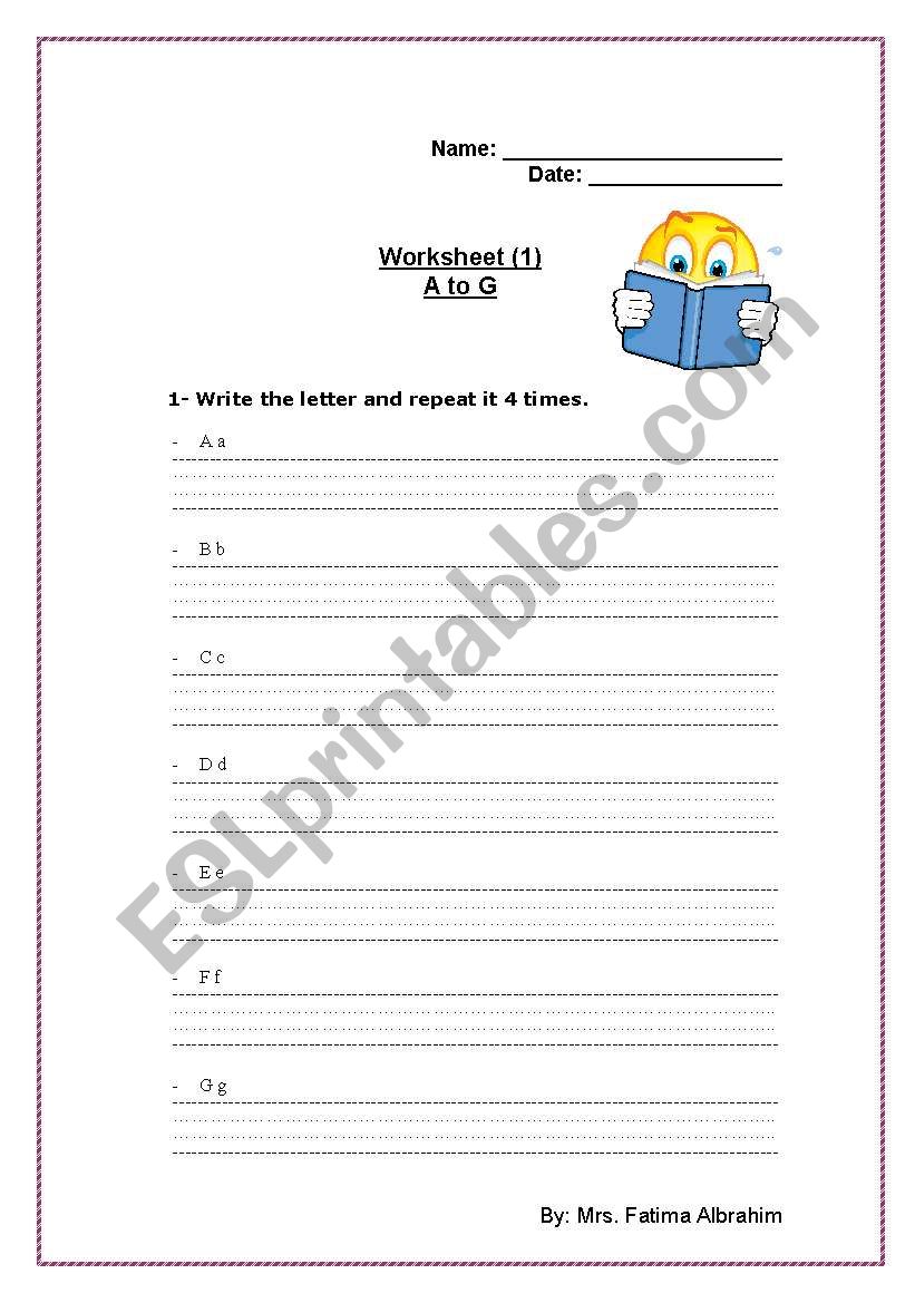 Worksheet for Aliphatic - A to G