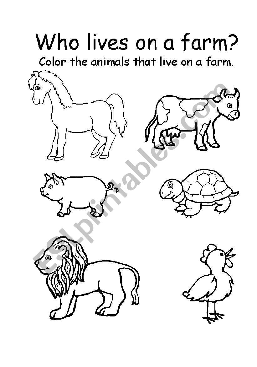 Who lives on a farm worksheet
