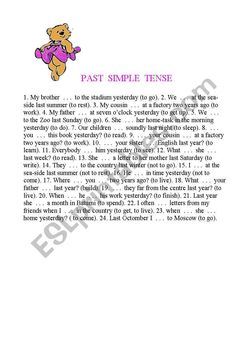 past simple tense worksheet