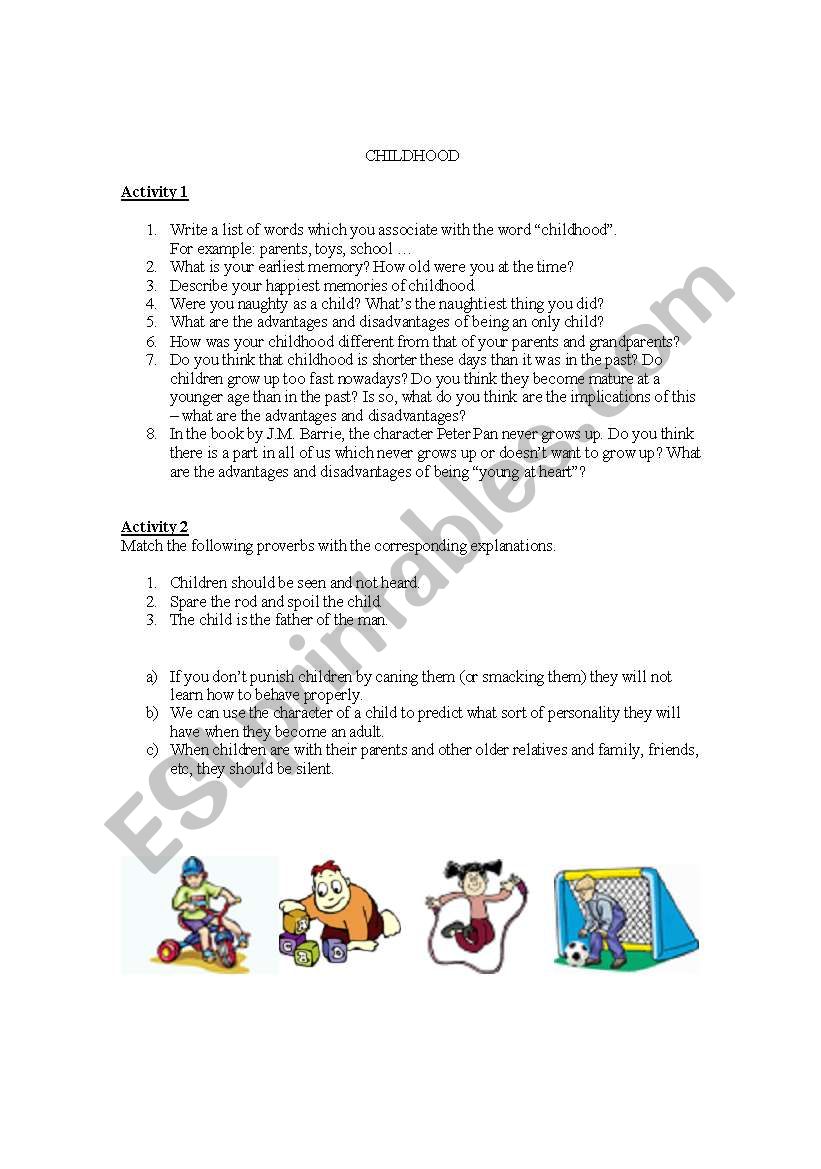 Childhood worksheet