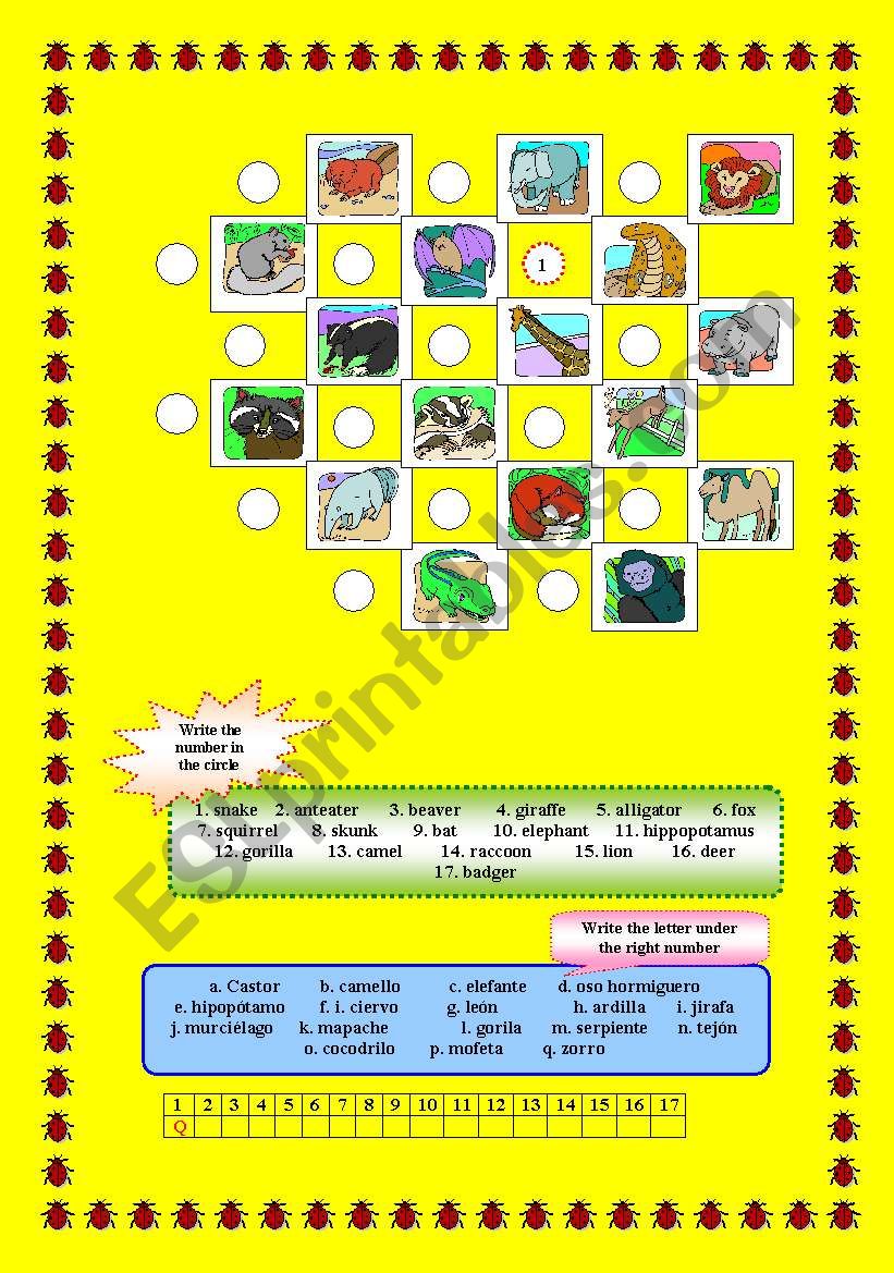 Wild animals worksheet