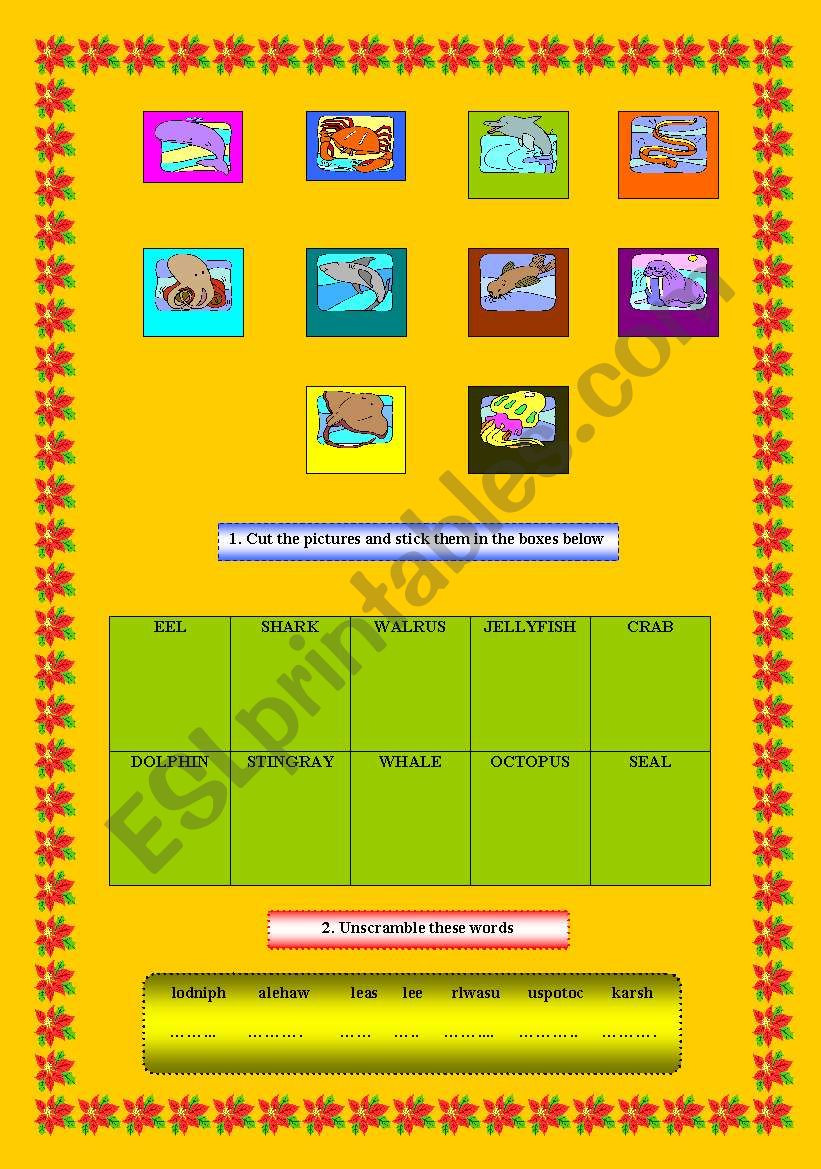 Sea animals worksheet