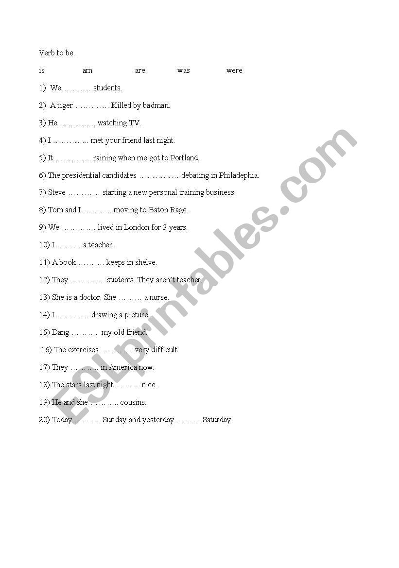 verb to be, to have and to do worksheet