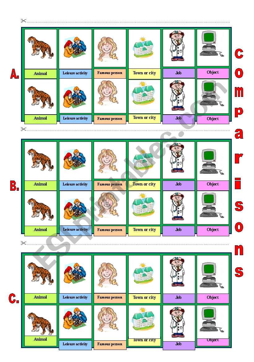 comparisons worksheet