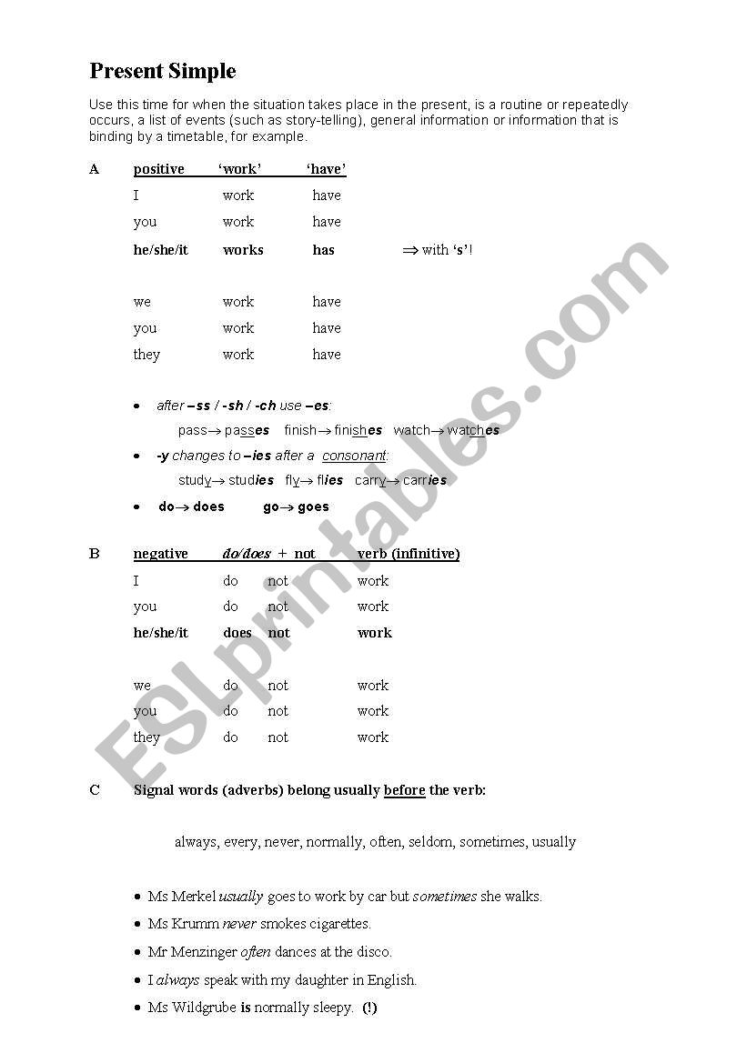 Present Simple worksheet