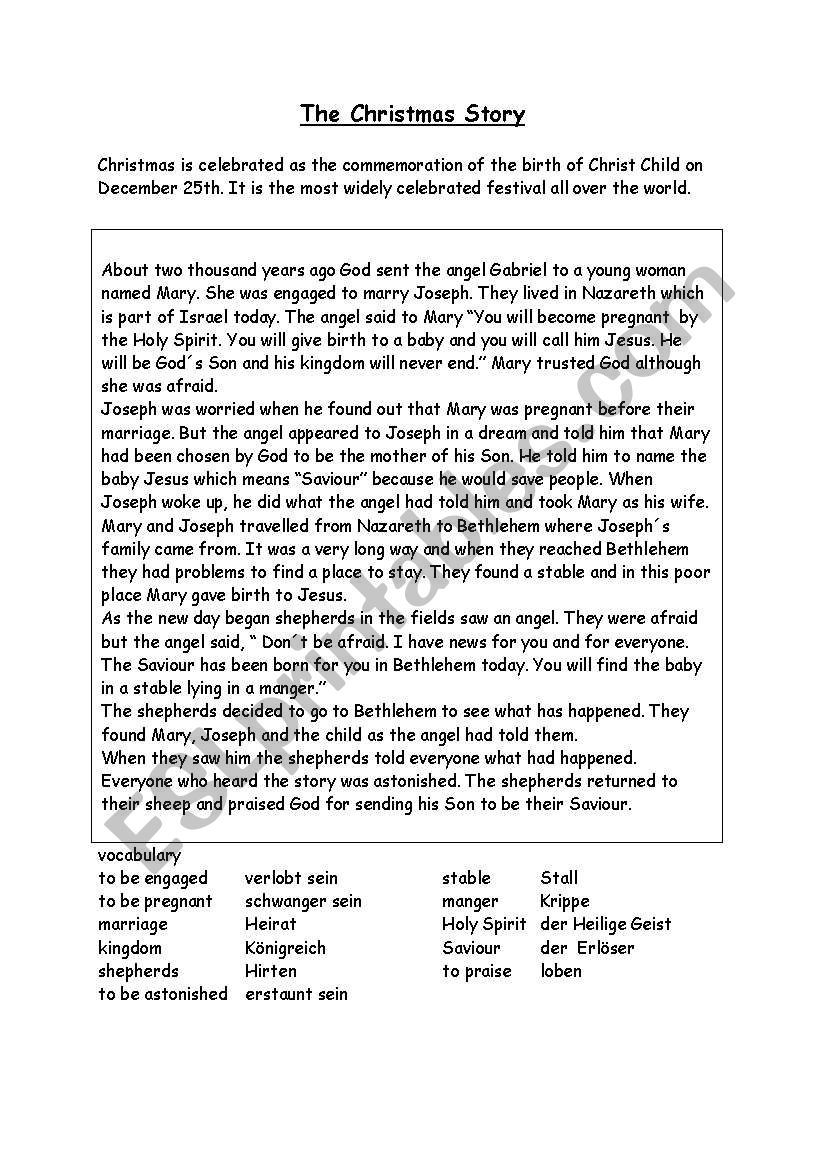 English worksheets why we celebrate christmas