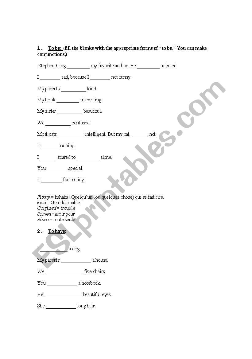 To be/To have worksheet worksheet