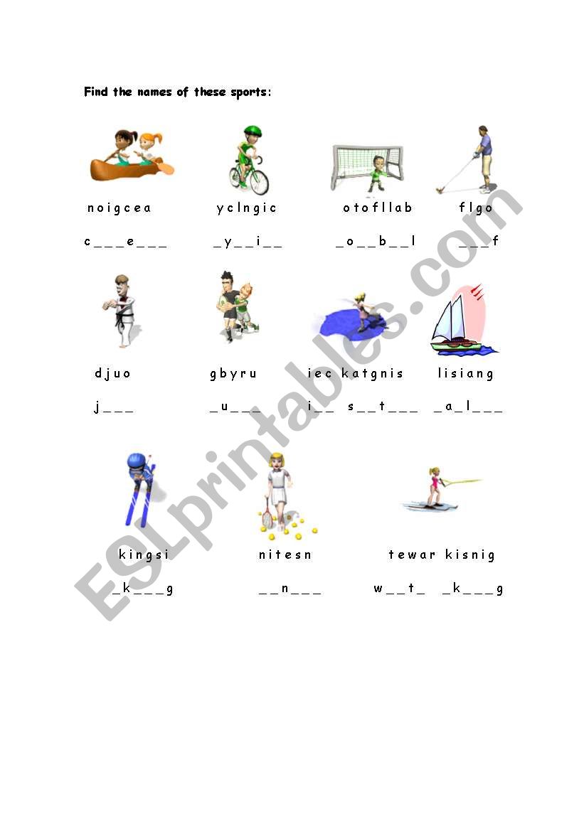 Sports worksheet