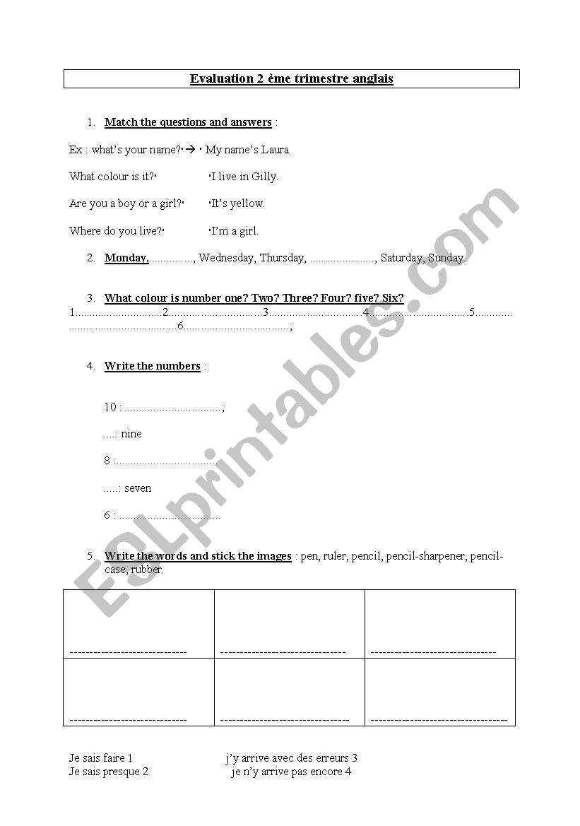 test worksheet