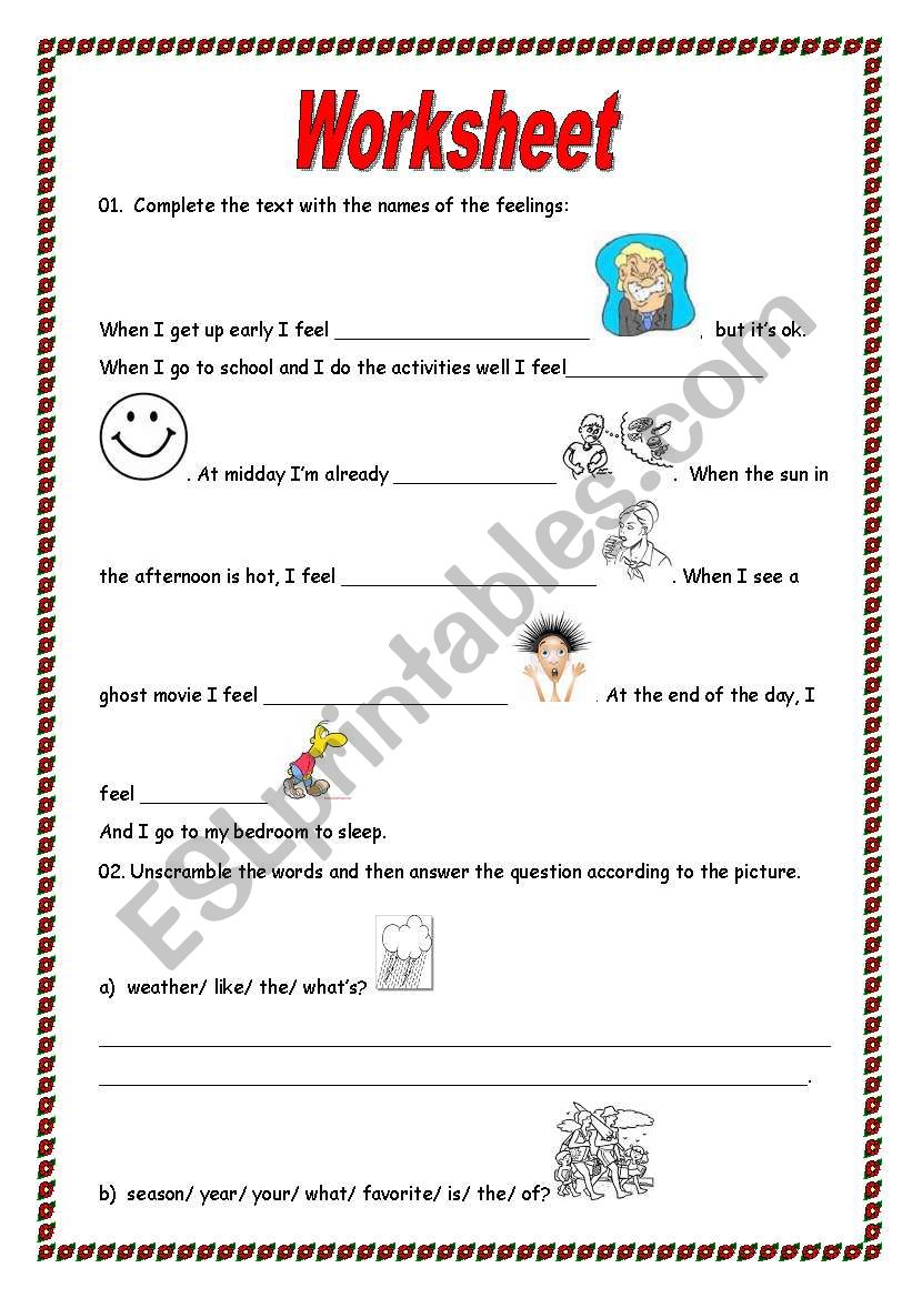 feelings worksheet worksheet