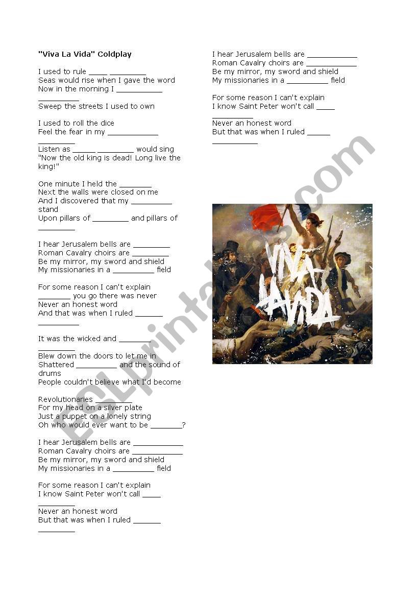 Viva la vida worksheet