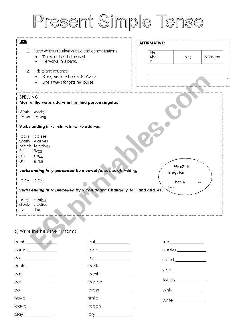 Present Simple third person singular