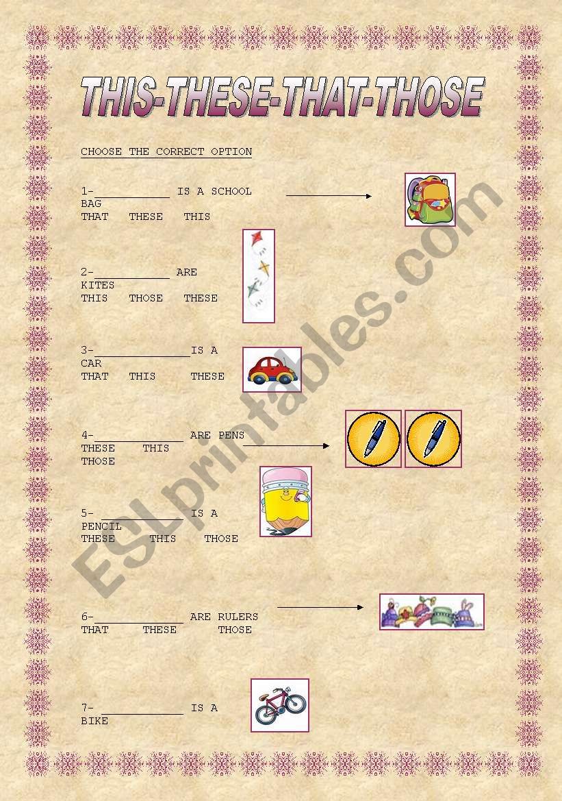 DEMONSTRATIVES worksheet