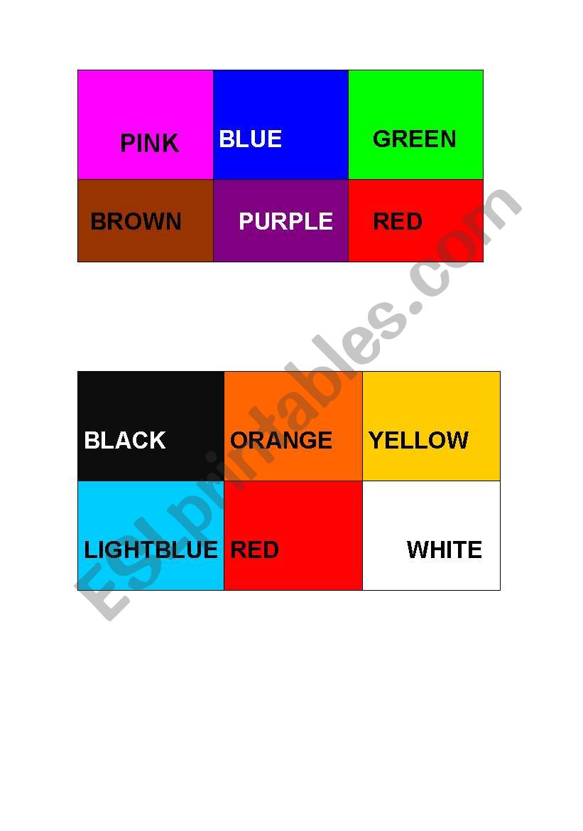 colours bing the cards worksheet