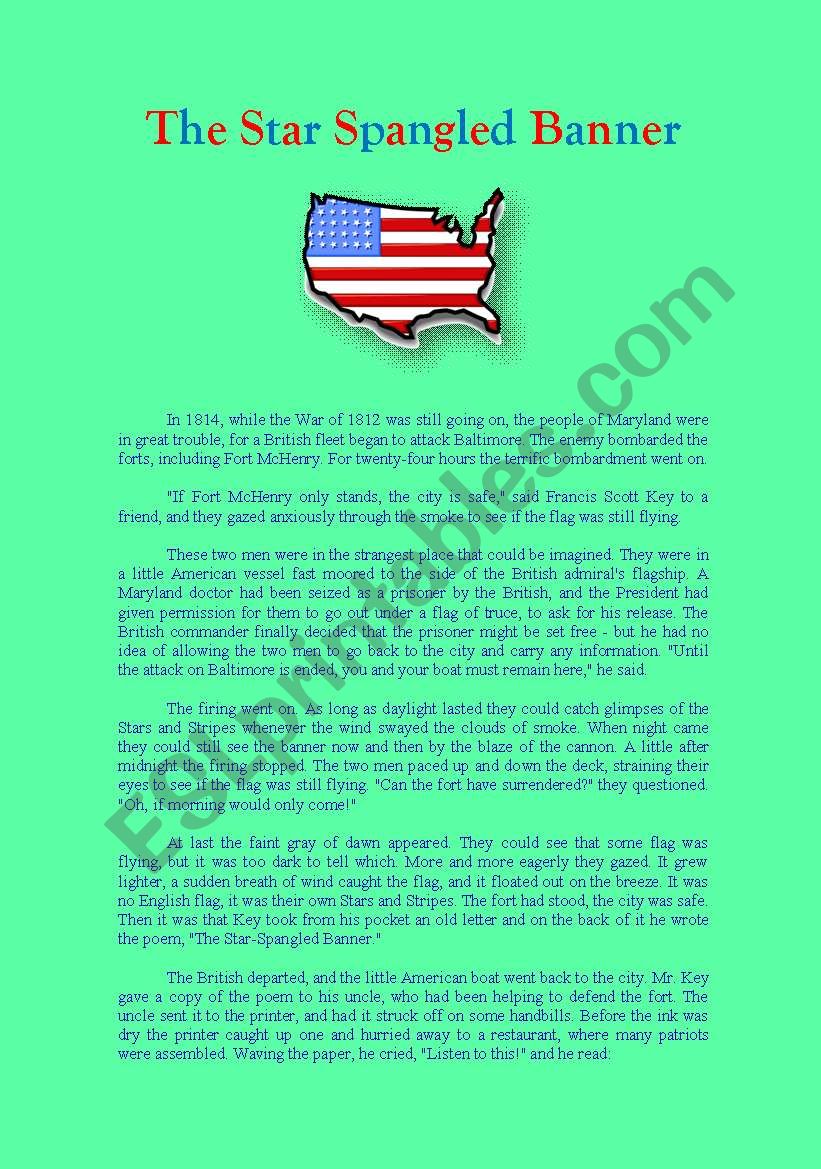 Star Spangles banner- history + lyrics -2 pags