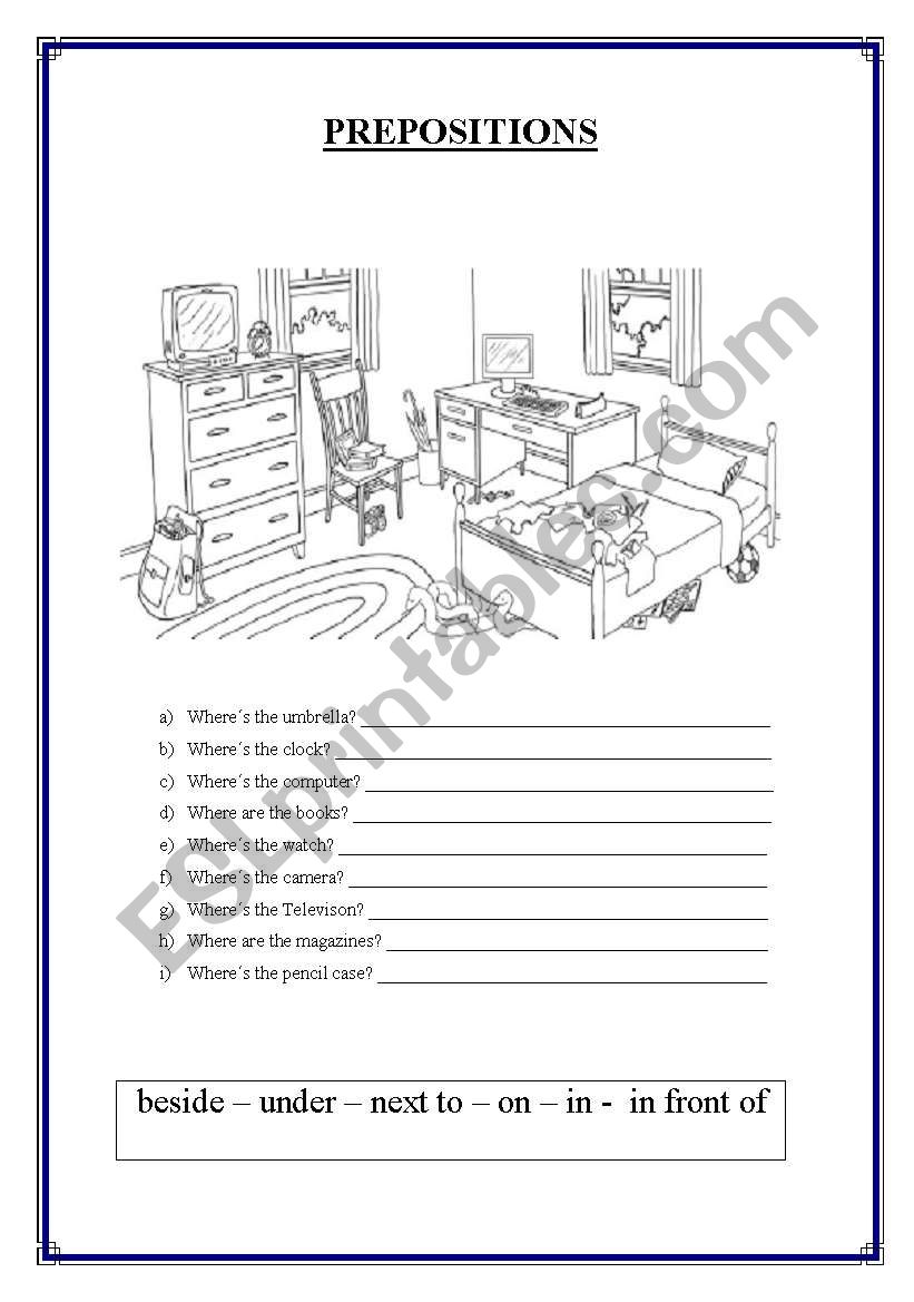 Prepostions worksheet